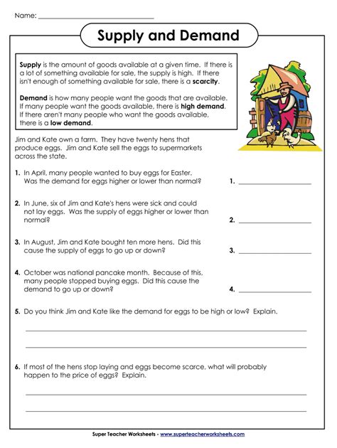Each lesson should take . . Brainpop supply and demand worksheet answers